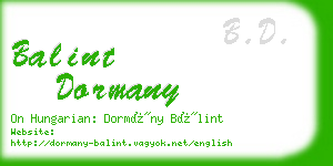 balint dormany business card